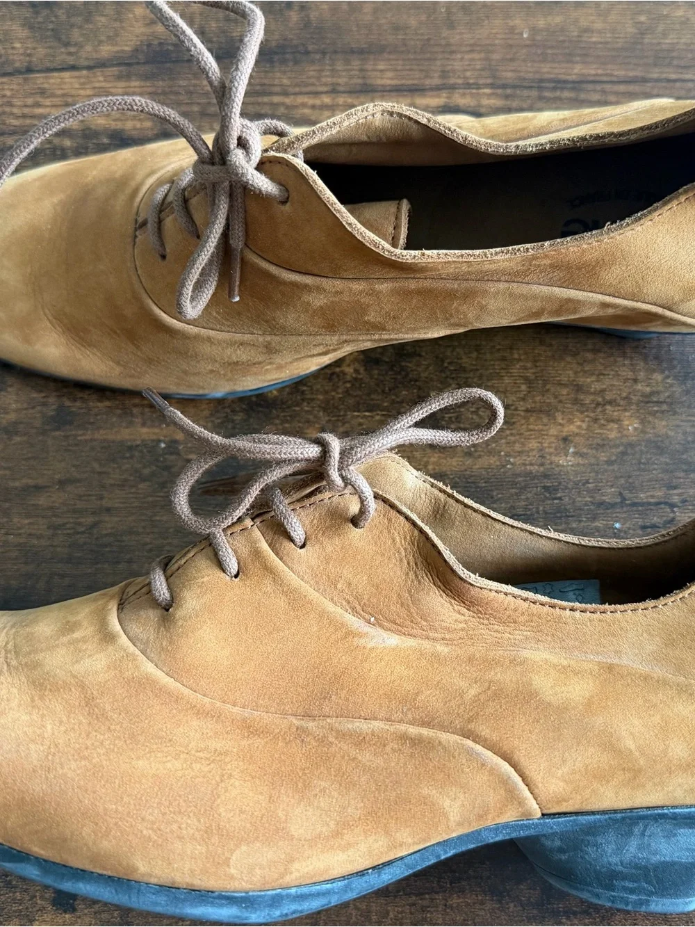 Arche Women’s Nubuck Leather Oxford Shoes W 7 Tan Camel Lace Up Made in France